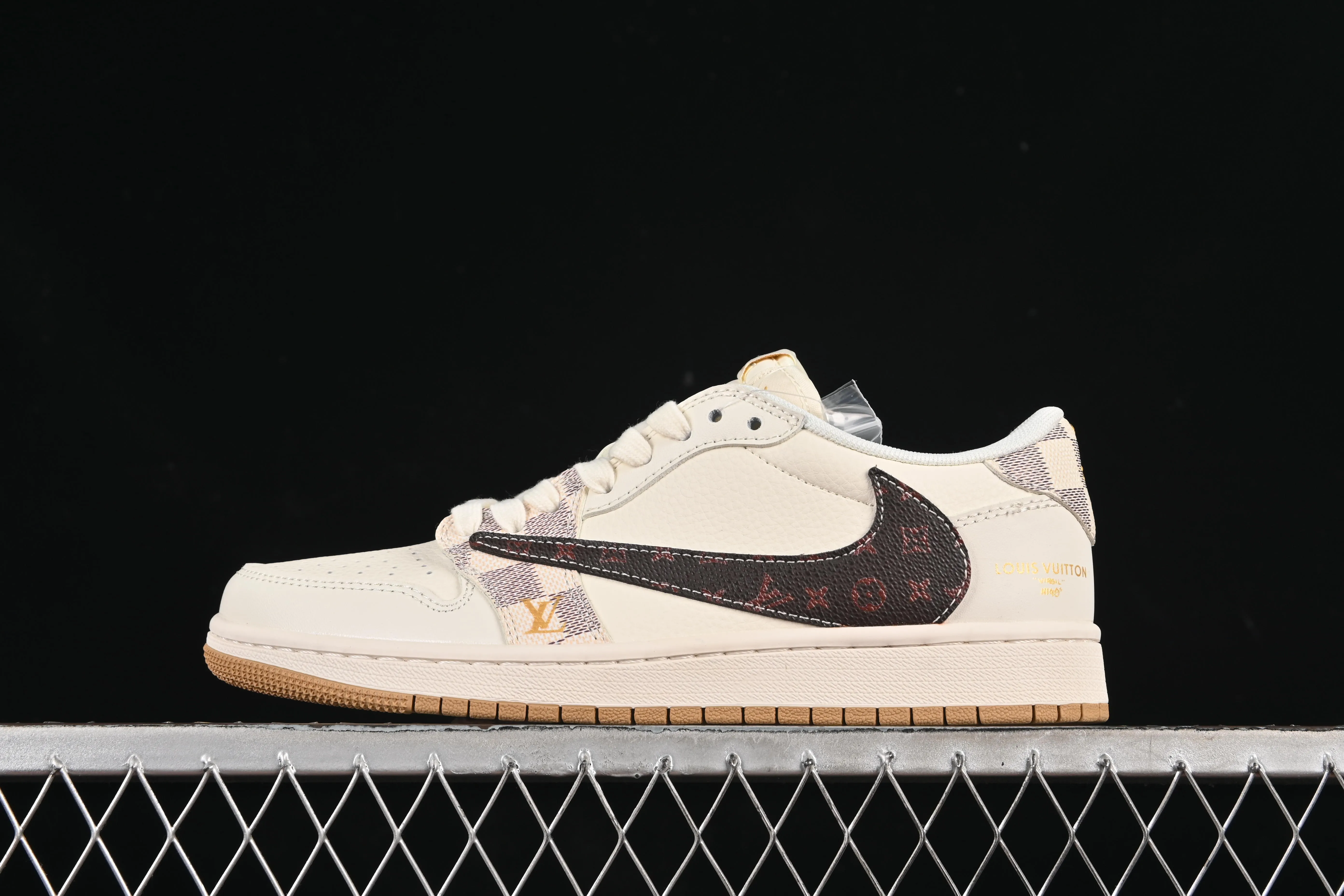 All categories Air Jordan Jordan series basketball shoes Air Jordan 1 Low High-end customized low-top sneakers Travis Scott x Fragment Design x Air Jordan 1 Low OG SP AJ1 Joe 1 LV joint beige checkered low-top cultural casual sneakers XS7089-617